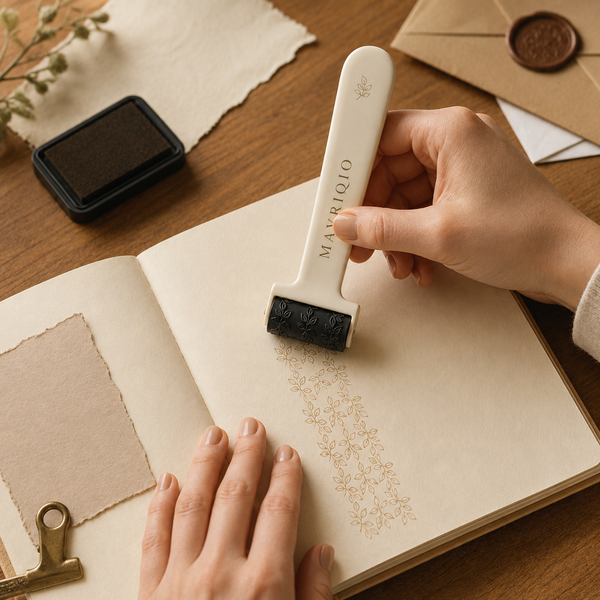 Mavriqio Pattern Roller Stamp in use