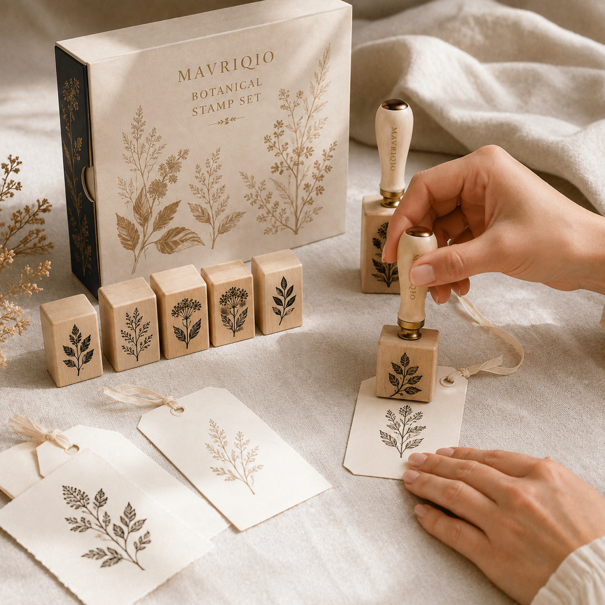 Mavriqio Botanical Stamp Set in use