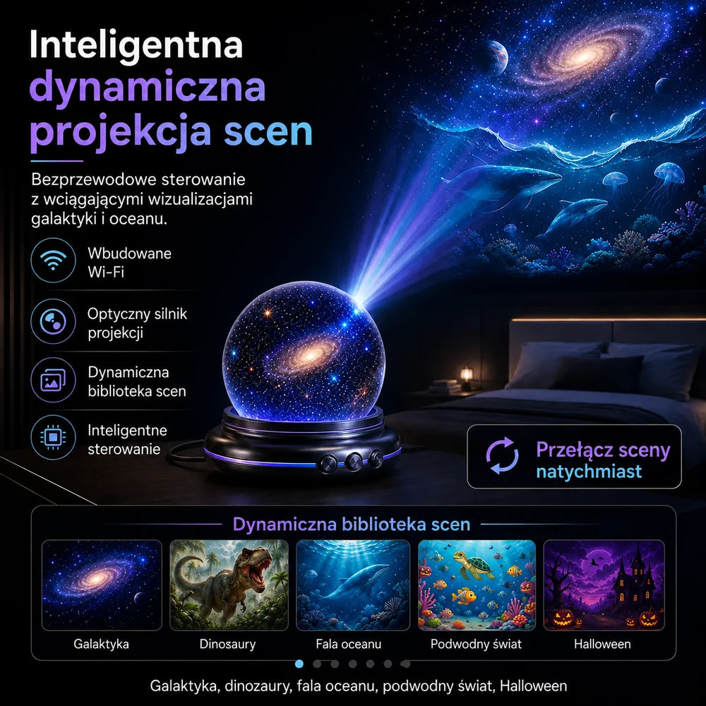 Topacme inteligentny projektor nocny 5D
