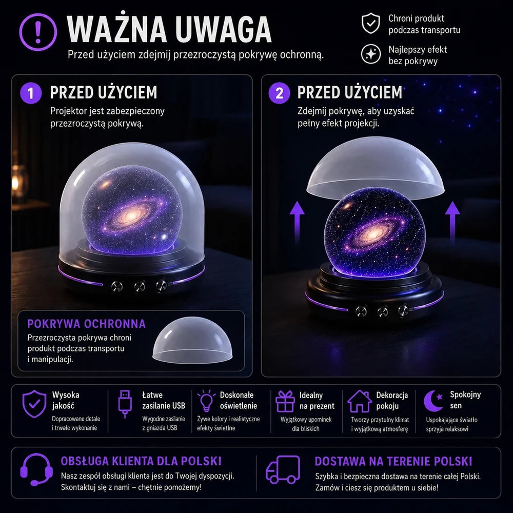 Topacme inteligentny projektor nocny 5D