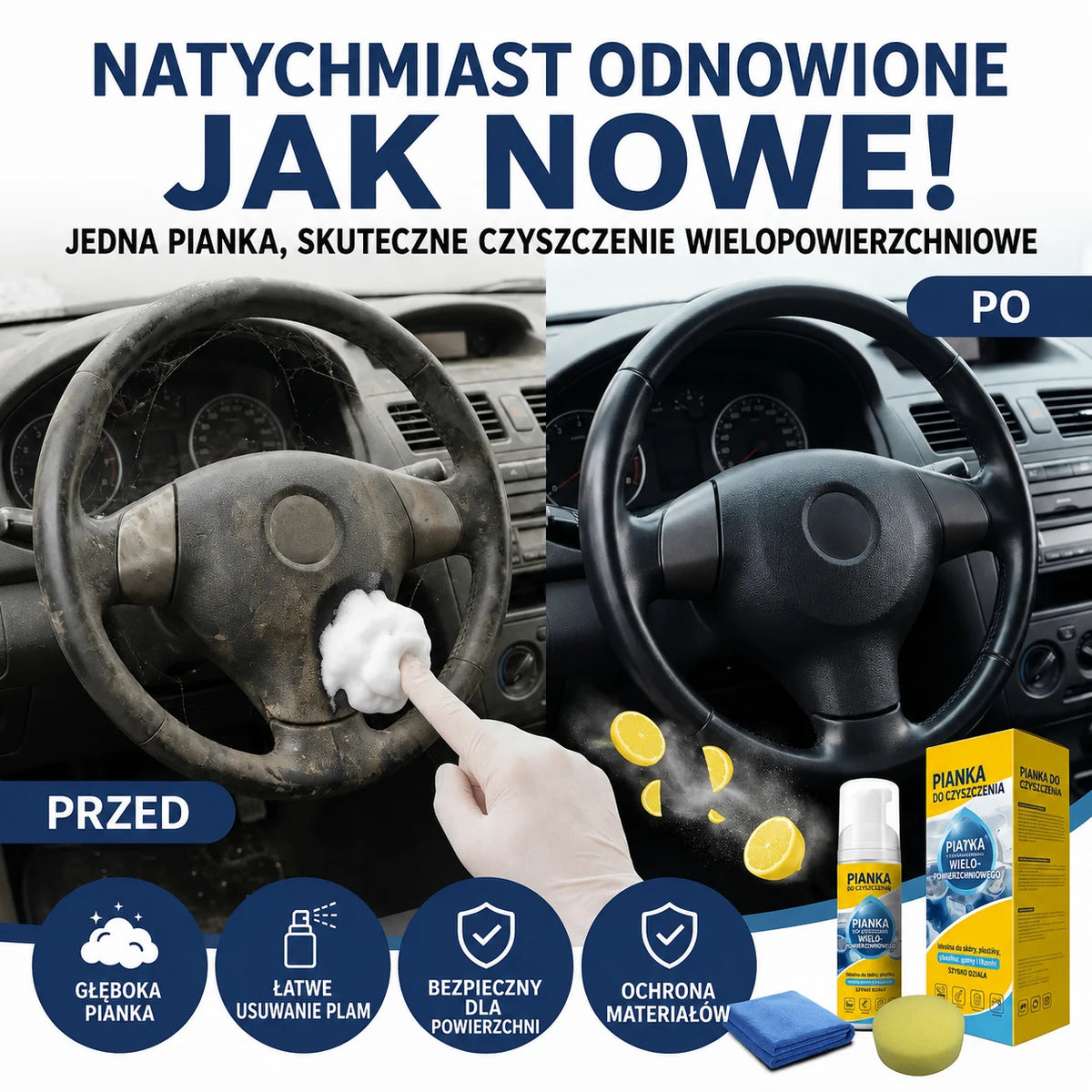 Wieloenzymatyczny piankowy środek czyszczący 4 w 1 - polska grafika produktu