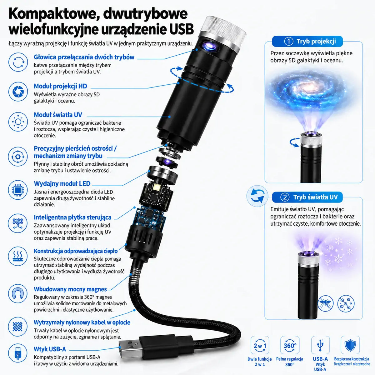 Topacme® inteligentny projektor nocny 5D