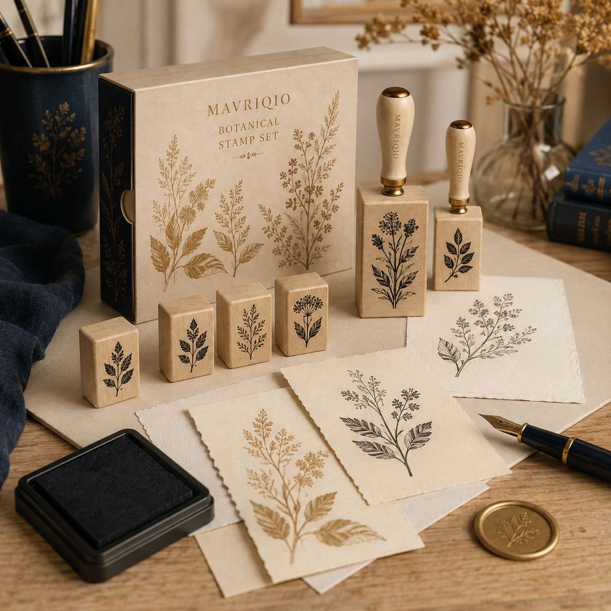 Hands creating a botanical craft detail with Mavriqio tools